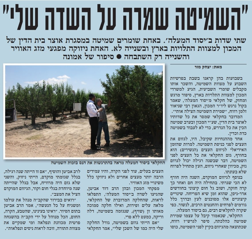 מסירות נפש בקיום השמיטה - המכון למצוות התלויות בארץ
